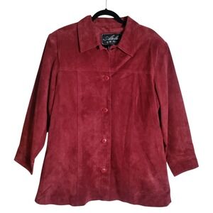 Atelier Bt B. Thomas Womens Leather Suede Red Blazer‎ Jacket Size 1X